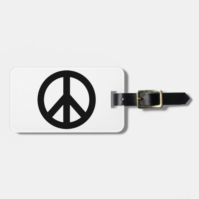 Etiqueta Para Maletas Símbolo de signo de paz blanco negro (Frente Horizontal)