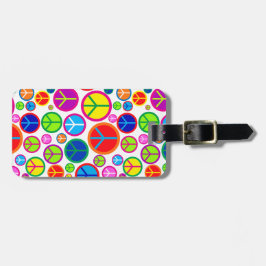 Etiqueta Para Maletas Símbolos de paz maravillosos coloridos frescos