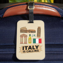 Símbolos Nacionales Icónicos de Italia Viaje Retro