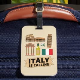 Etiqueta Para Maletas Símbolos Nacionales Icónicos de Italia Viaje Retro