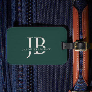 Etiqueta Para Maletas Simple Classic Green Professional Monograma