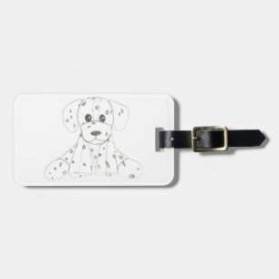 Etiqueta Para Maletas simple doodle de perro dálmata negro blanco para n