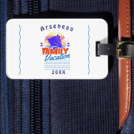 Etiqueta Para Maletas Simple Family Cruise Blue Personalize