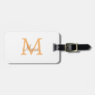 Etiqueta Para Maletas simple minimal añadir nombre monograma naranja mar