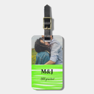 Etiqueta Para Maletas simple mínimo añadir su nombre foto monograma agua