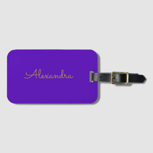 Etiqueta Para Maletas Simple Moderno Script Purple Oro