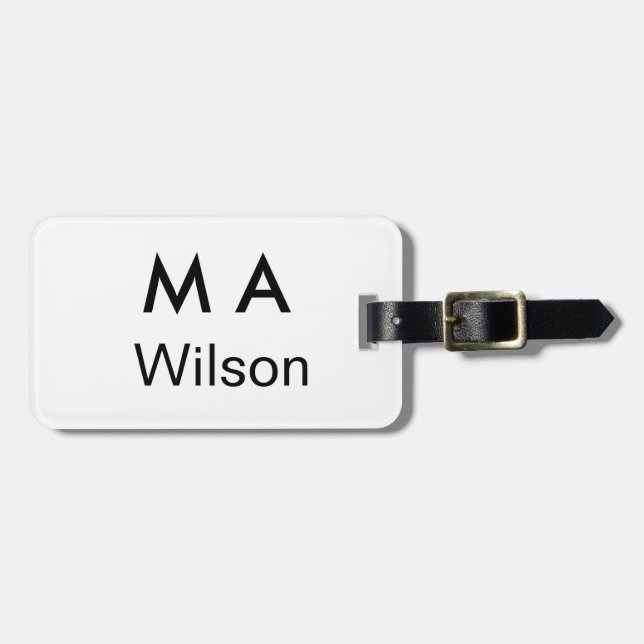 Etiqueta Para Maletas Simple monogram add your name letter man minimal   (Frente Horizontal)