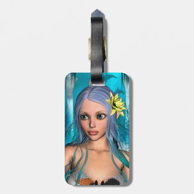 Etiqueta Para Maletas Sirena Azul (Atrás Vertical)