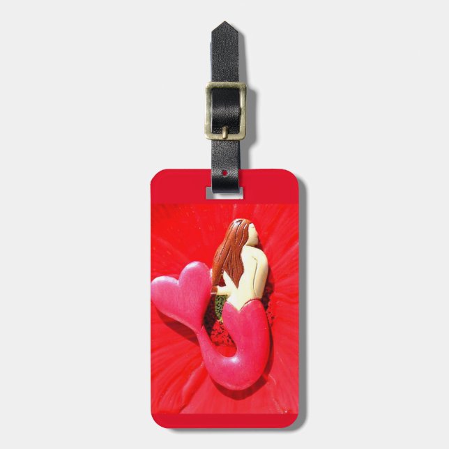 Etiqueta Para Maletas sirena de cola roja (Frente Vertical)