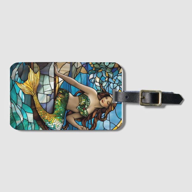Etiqueta Para Maletas Sirena de vidrio manchado (Anverso horizontal)
