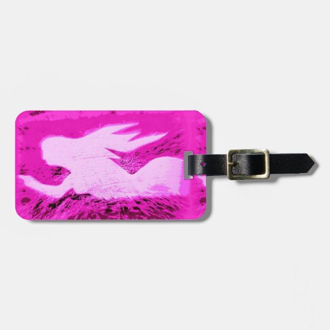 Etiqueta Para Maletas sirena rosa apuntando (Frente Horizontal)