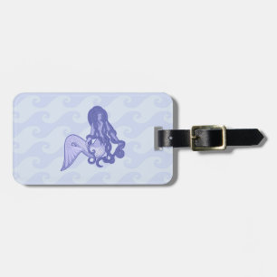 Etiqueta Para Maletas Sirena sentada azul
