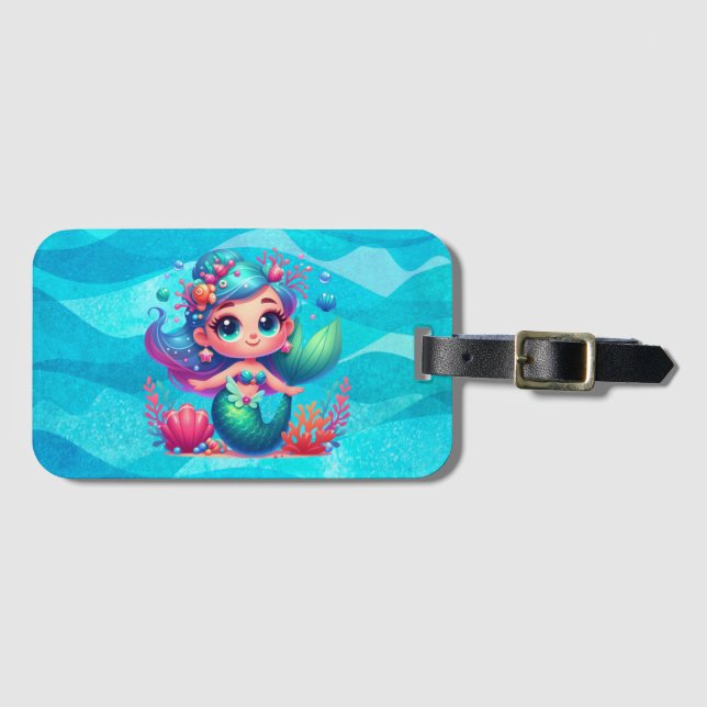 Etiqueta Para Maletas Sirena submarina (Anverso horizontal)
