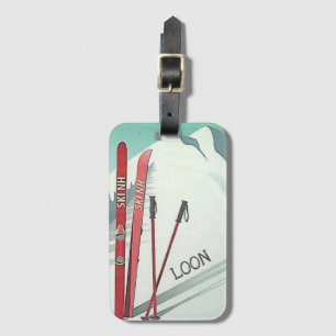 Etiqueta Para Maletas Ski NH Loon Mountain Vintage Ilustracion