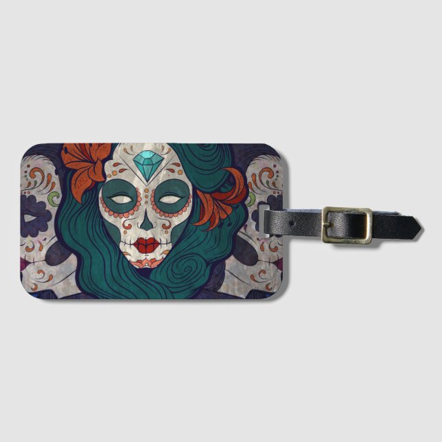 Etiqueta Para Maletas Skull Ladies (Anverso horizontal)