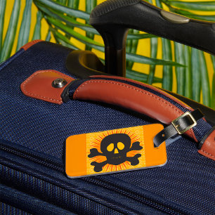 Etiqueta Para Maletas Skull Negro Y Crossbone