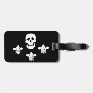 ETIQUETA PARA MALETAS SKULL Y FLEUR DE LISE JOLLY ROGER BANNER