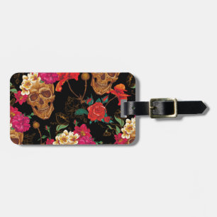 Etiqueta Para Maletas Skulls florales