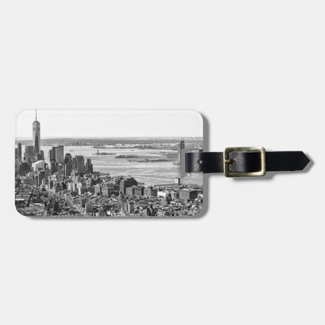 Etiqueta Para Maletas Skyline Black White New York (Frente Horizontal)