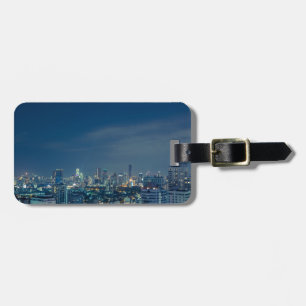 Etiqueta Para Maletas Skyline de Bangkok con panorama nocturno