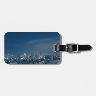 Etiqueta Para Maletas Skyline de Bangkok con panorama nocturno