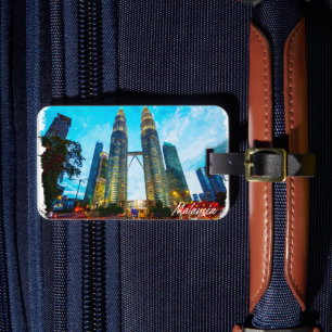 Etiqueta Para Maletas Skyline de la Torre Petronas de Malasia