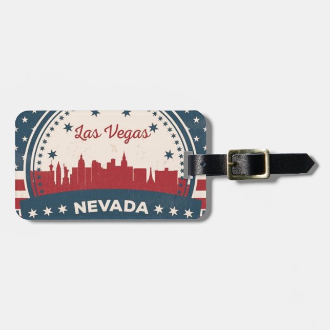 Etiqueta Para Maletas Skyline Retro Las Vegas (Frente Horizontal)