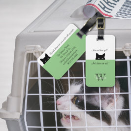 Etiqueta Para Maletas Sneaky Cat Where are We Sage Pet Carrier Tag