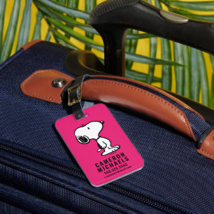 Etiqueta Para Maletas Snoopy Black & Magenta Pattern