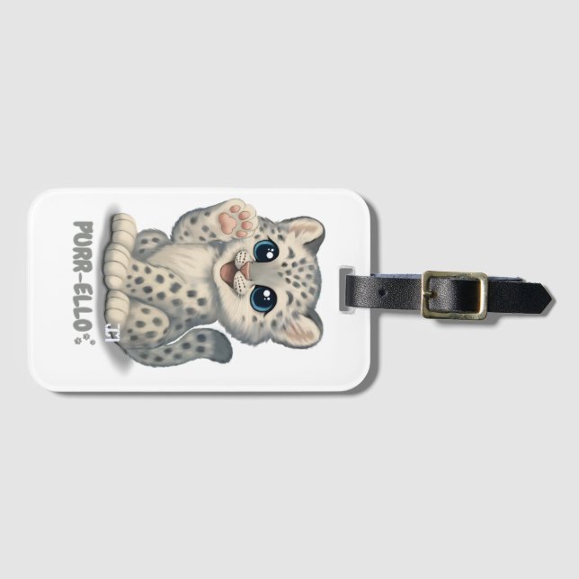 Etiqueta Para Maletas Snow leopard - Purr-ello (Anverso horizontal)