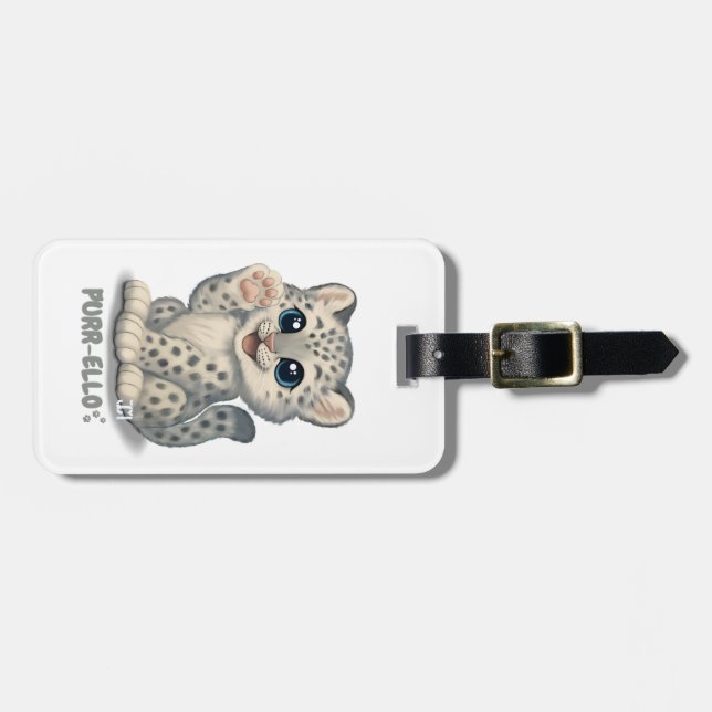 Etiqueta Para Maletas Snow leopard - Purr-ello (Frente Horizontal)