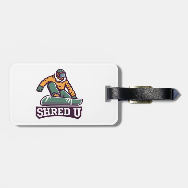 Etiqueta Para Maletas Snowboarding Universidad Shred (Atrás Horizontal)