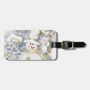 Etiqueta Para Maletas Snowman de invierno frío