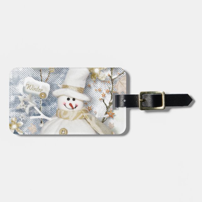 Etiqueta Para Maletas Snowman de invierno frío (Frente Horizontal)