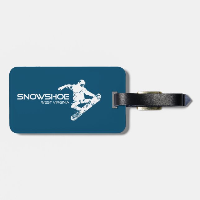 Etiqueta Para Maletas Snowshoe Mountain West Virginia Snowboarder (Atrás Horizontal)