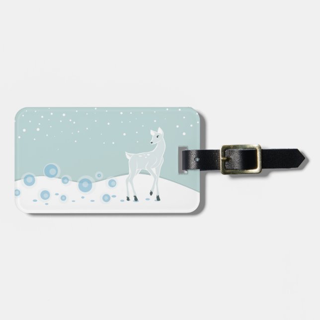 Etiqueta Para Maletas Snowy Deer (Frente Horizontal)