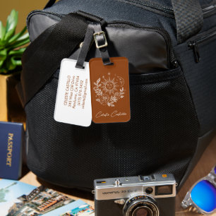 Etiqueta Para Maletas Sol Luna & Rosas Mágico Boho Terrenal Personalizad