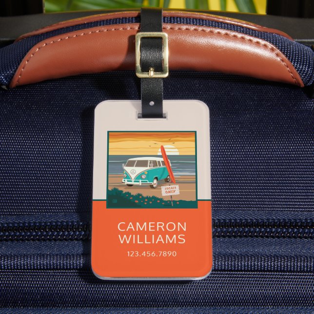 Etiqueta Para Maletas Sólo locales | VW Surf Van (Anverso In situ 2)
