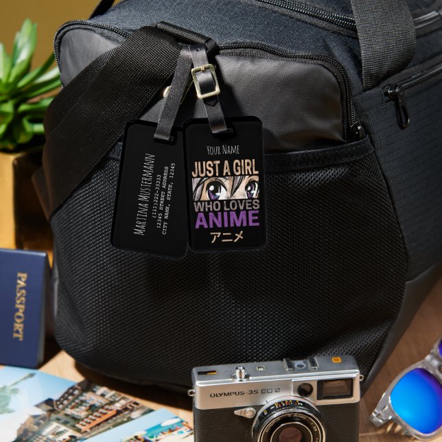 Etiqueta Para Maletas Sólo un Chica que ama el antiguo viejo manga Kawai (Anverso & Reverso)