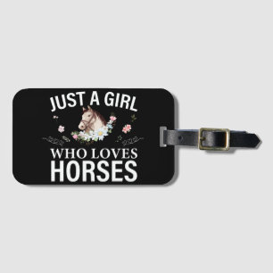 Etiqueta Para Maletas Sólo un Chica que ama la floral de los caballos