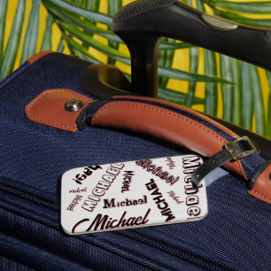 Etiqueta Para Maletas Sombra de color de rosa monograma de patrón de nom