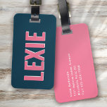 Etiqueta Para Maletas Sombra de monograma rosa azul personalizada<br><div class="desc">Vive tu equipaje con este diseño personalizado perfecto para los viajeros</div>