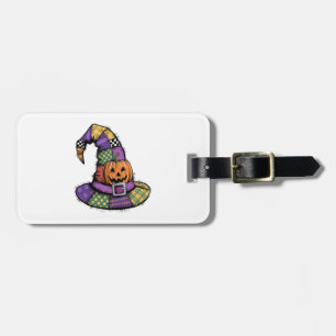 Etiqueta Para Maletas Sombrero de bruja de patchwork de Halloween espelu