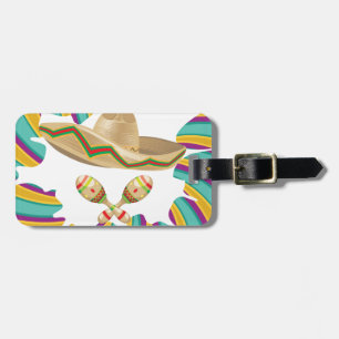 Etiqueta Para Maletas Sombrero y Maracas
