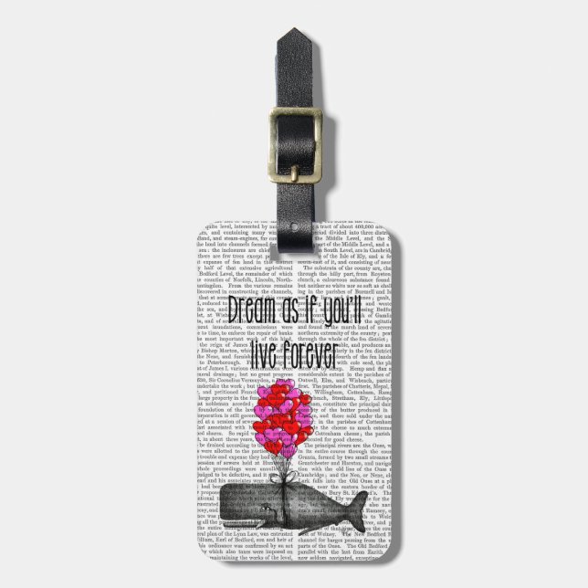 Etiqueta Para Maletas Soñe como si usted viva para siempre (Frente Vertical)