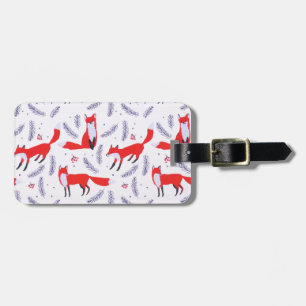 Etiqueta Para Maletas Sonriente Bosque de Woodland Greenery Red Fox