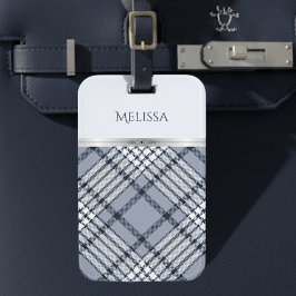 Etiqueta Para Maletas Sophisticated Travel Blue Plaid Name Luggage Tag