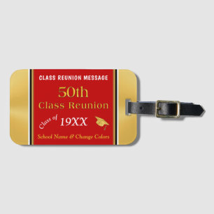 Etiqueta Para Maletas Souvenirs de la 50ª clase Rojo, Oro y Blanco
