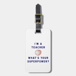 Etiqueta Para Maletas Soy un profesor [manzana] ¿Cuál es tu superpoder?