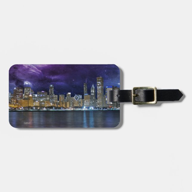 Etiqueta Para Maletas Spacey Chicago Skyline (Frente Horizontal)